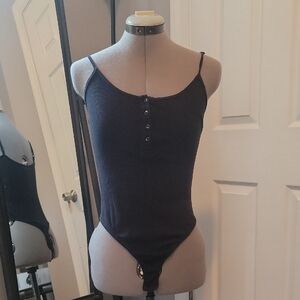 Derek Heart Black Button-Up Bodysuit
